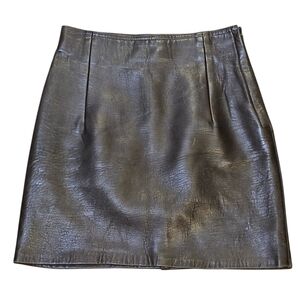 Vintage Maxfield Parrish Brown Leather Mini Skirt Women's Size S